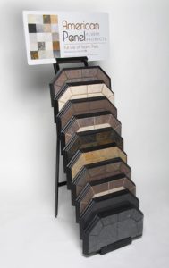 vertical rack display of hearth pads